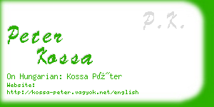 peter kossa business card